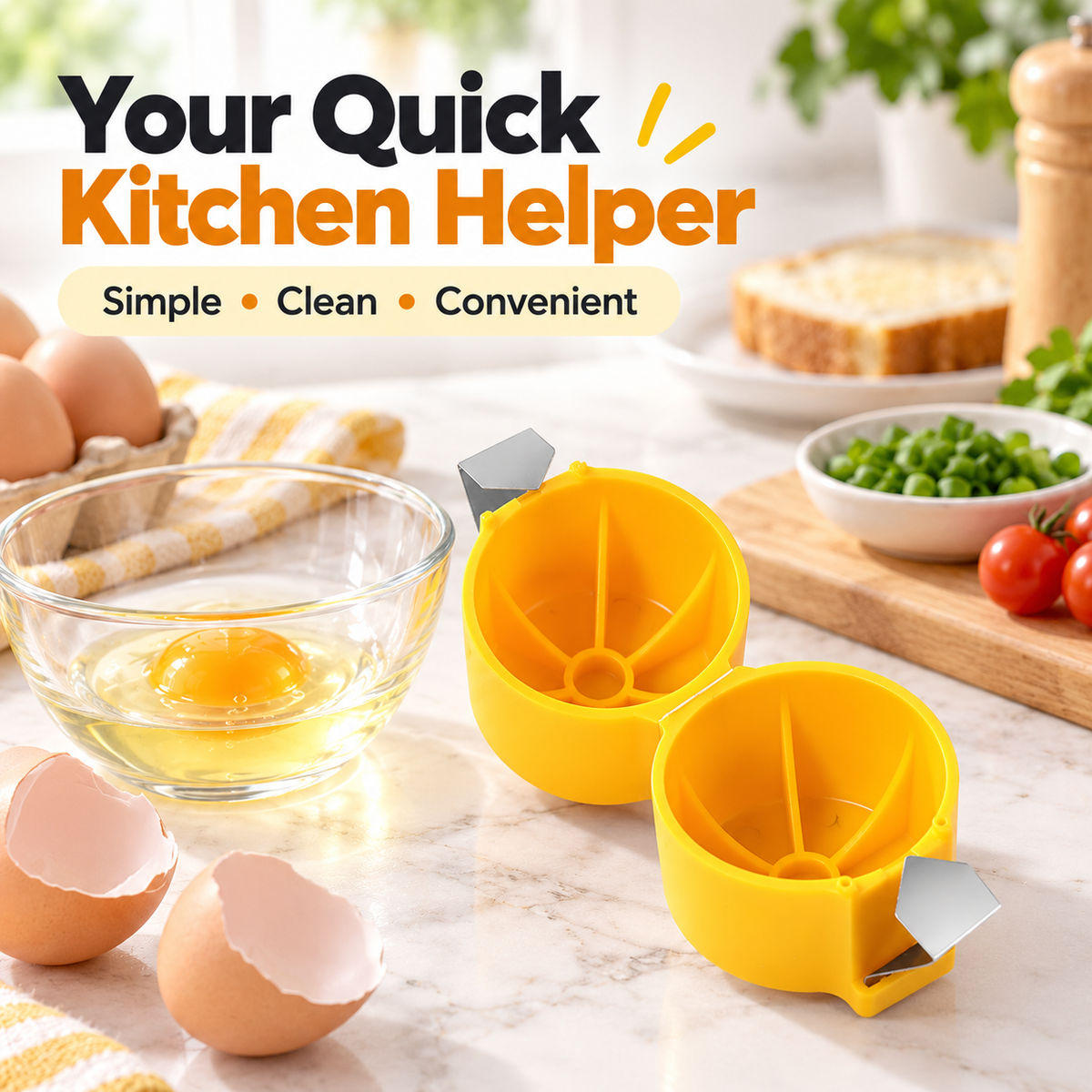 2-in-1 Egg Cracker & Shell Opener – Quick, Clean & Easy
