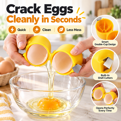 2-in-1 Egg Cracker & Shell Opener – Quick, Clean & Easy